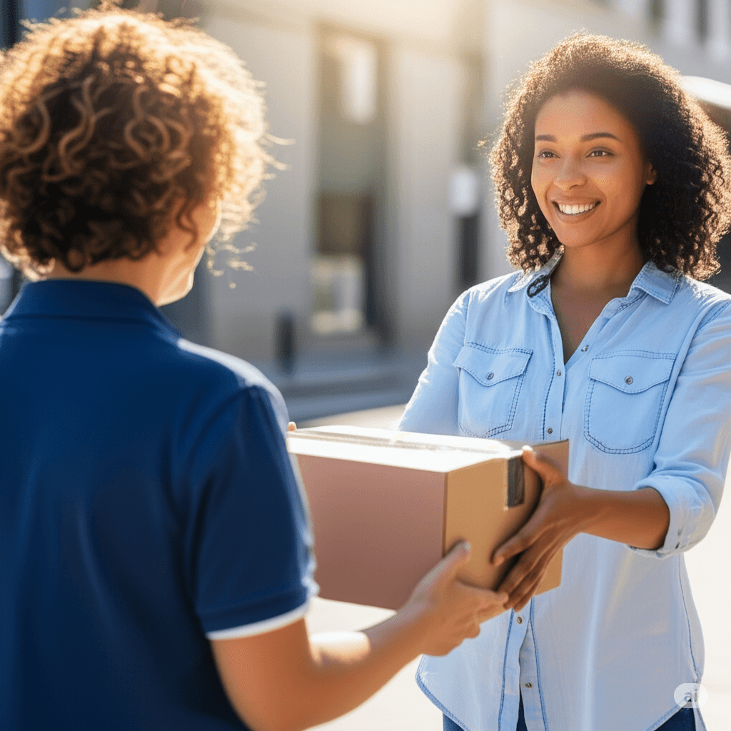 Successful delivery confirmation with happy customer